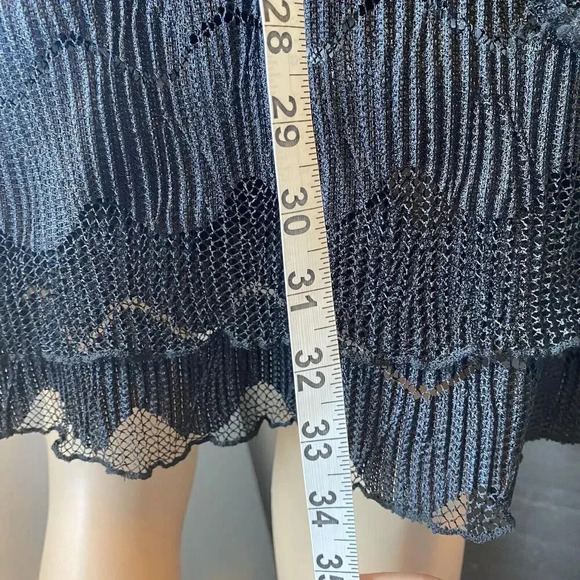 VTG Y2K Orange USA Whimsigoth Witchy Midi Dress S-M Mesh Open Knit Black Stretch - Picture 6 of 16